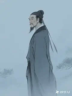 诗人陆游，他身形瘦削却挺拔如松，，透出几分江湖意气。虽年迈，脊背仍笔直。面部表情：一双眼睛炯炯有神，，时而蒙上苍凉的雾霭（如“泪溅龙床请北征”的悲愤）。干净背景，中国插画风格，游戏插画风格，手绘，全身