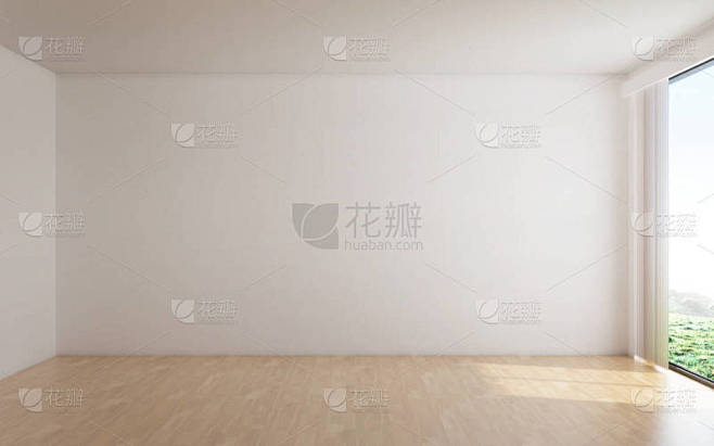 空房与白墙背景的室内设计
