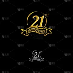 周年向量不寻常的标签。并每年的象征。生日抽象的标志。21周年纪念