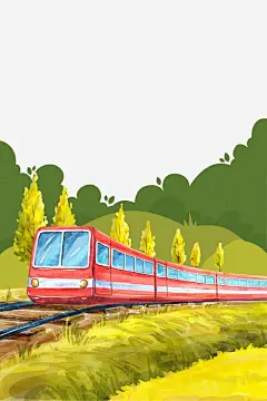 卡通手绘火车旅行插画免抠png免抠素材_新图网 https://ixintu.com 旅行 插画 卡通手绘 火车 树林 轨道 出行
