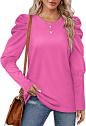 WIHOLL Womens Sweatshirts Crewneck Puff Sleeve Shirts Tunic Tops for Leggings