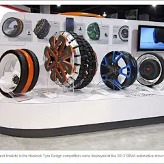 Winners and finalists in the Hankook Tyre Design competition were displayed at the 2012 SEMA automotive show in Las Vegas.