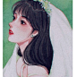 唐崎夜雨 水彩画 |新娘系列画师：_女生头像_我要个性网