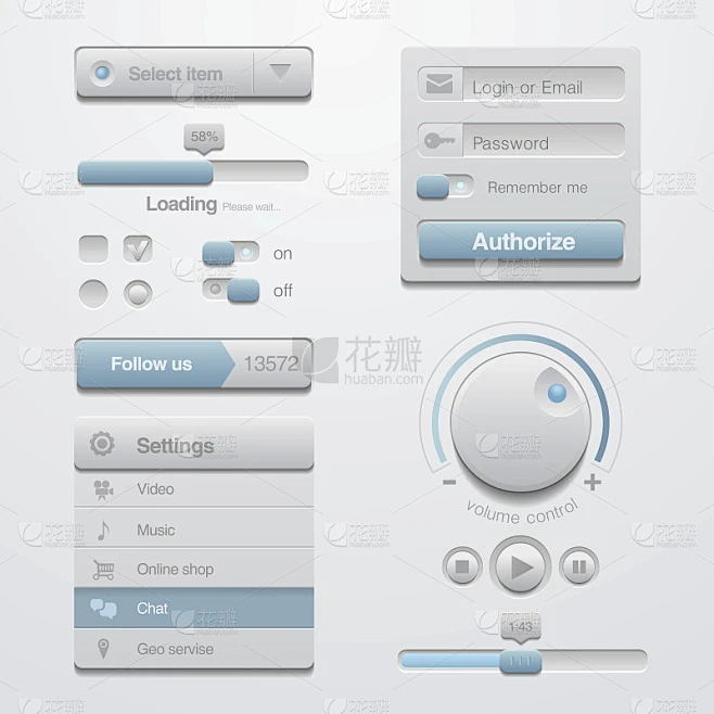 用户界面(UI)设计元素模板工具包素材-花瓣网