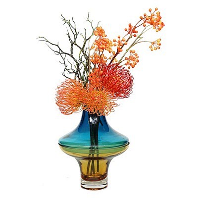 高档琥珀色玻璃花瓶家居饰品花艺样板房别墅...