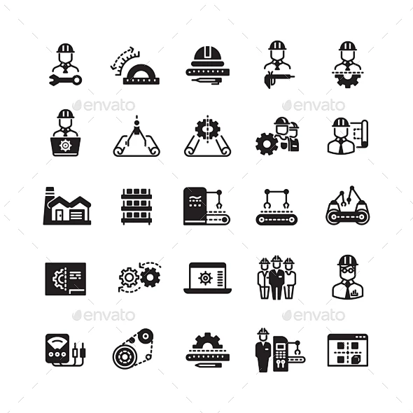 工程制造工业矢量图标- Web元素矢量Engineering Manufacturing Industrial Vector Icon ...