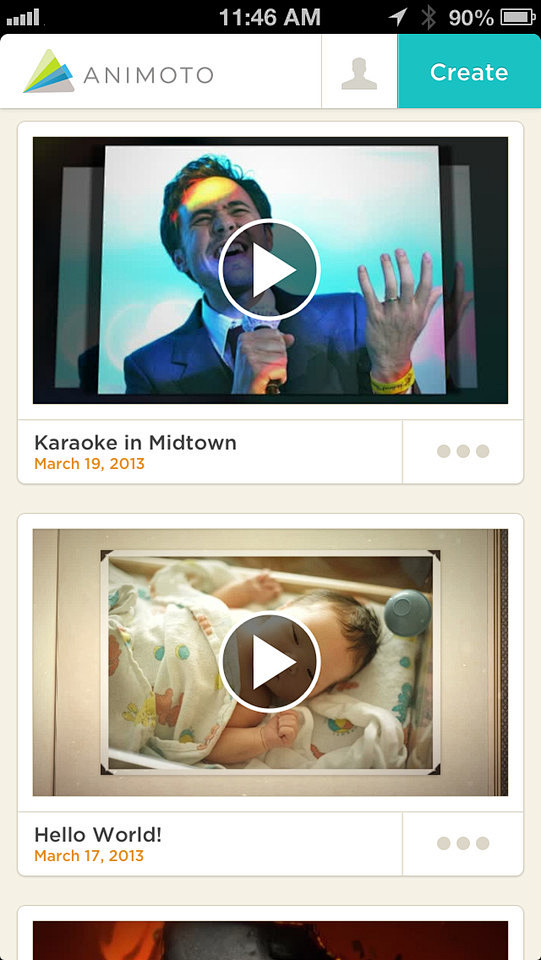 Animoto视频制作手机应用界面设计，...