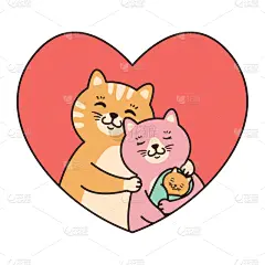 贺卡,家庭,母亲,父亲,绘画插图,情人节,婴儿,生日,猫,矢量