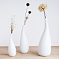 北欧简约家居装饰品纯白色水滴陶瓷干花瓶摆件创意客厅桌面插花器-淘宝网