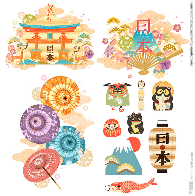 17:54:56日本文化元素手绘插画03rwan0564同采自www