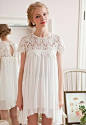 White eyelet lace pleated babydoll dress from SweetiePie524. Love!: White eyelet lace pleated babydoll dress from SweetiePie524. Love!