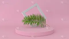 3d抽象背景渲染。产品展示平台。室内讲台的地方。空白装饰模板设计。