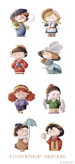 #儿童插画# 换装小人 | 作者：@猫巷小鱼干 ​​​​