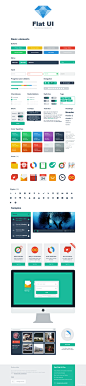 Flat UI Kit - HTMLPS绿色扁平化网页元素主题包PSD - 图翼网(TUYIYI.COM) - 优秀APP设计师联盟 #iOS# #色彩#