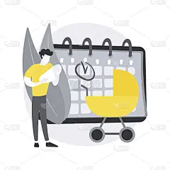 陪产假抽象概念矢量插图。