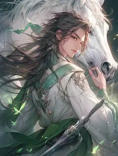 AI古风壁纸-白马青衫少年郎 - 小红书