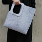LANFACE 纯手工定制 黑色简约 手提 羊毛毡 包包 环保袋 原创 设计 新款 2013