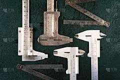 测量仪器。卡尺和铁尺