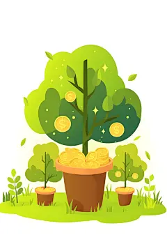 小树苗植树节插画素材