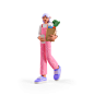 杂货店中的 3d 人物