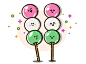 可爱的Dango日本食品dango微笑笑声快乐的食物平面设计平面向量mbe线插画插图图标脸图释设计colourfull可爱动画
