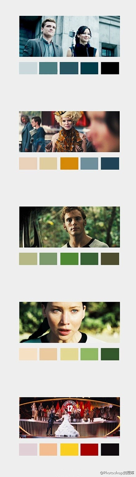 分享9套电影色彩配色方案参考包括：哈利波...