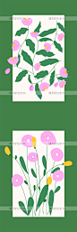 原创小清新春天绿色植物花朵插图平面海报包装花卉矢量素材 (4)