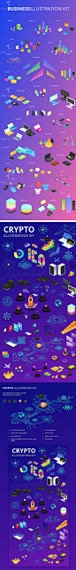 时尚创意商业2.5D立体插画PPT手机网页办公场景图标AI格式素材S38-淘宝网