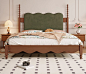 美式实木床1.8米双人床现代简约白蜡木中古风北欧主卧法式复古床-淘宝网