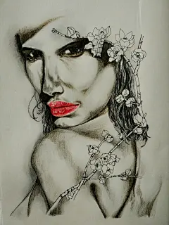#手绘插画##简笔画##美女##花朵#