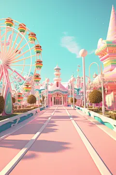 游乐城儿童节游乐园场景模型