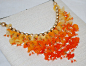 Handmade Lucite Flower Statement Necklace, Lucite Flower Bib Necklace, Lucite Flower Necklace, Frosted Orange