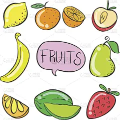 插画矢量水果各种涂鸦收集股票