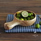 zakka日式橡胶木制有柄木碗 单柄实木沙拉碗 水果碗 创意原木餐具-淘宝网