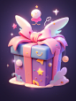 A_gift_box_icon_with_wings_on_the_backUIiconClay_materialDis_21b8