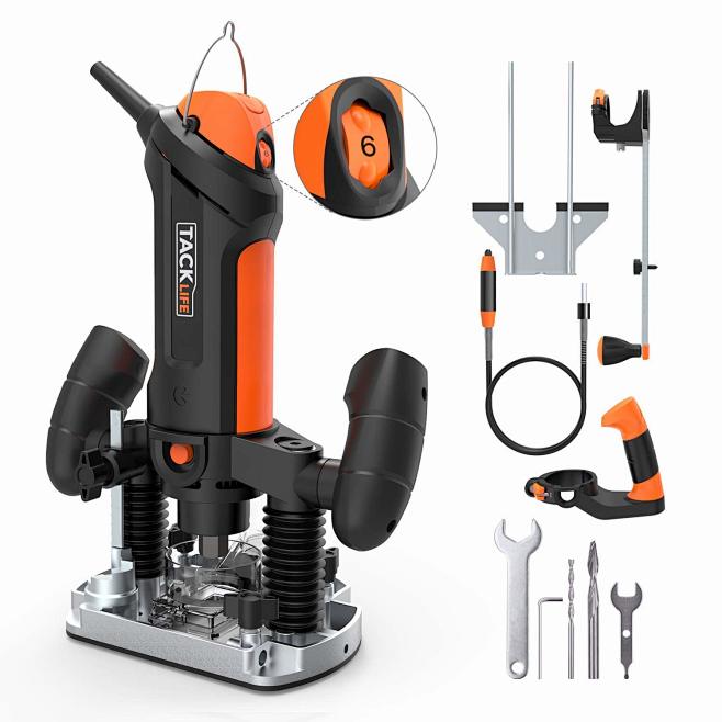 【New Year's Gift】 Tacklife Plunge and Fixed Base Router, 30, 000RPM ...