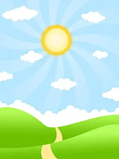 手绘卡通天空太阳云彩