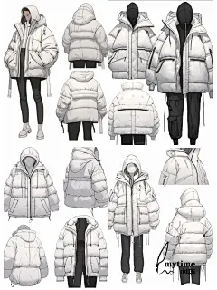 羽绒服款式图ai服装设计｜由midjourney生成