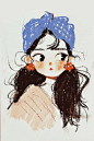 This may contain: a drawing of a girl wearing a blue hat