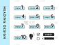 要点、要点、标题、标签和数字的图标说明。序号