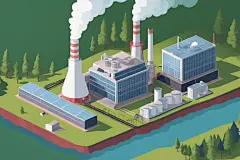 热电厂发电厂工业工厂立体新能源场景插画