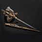 Dirk - Black Pearl. Luxury gift in Qatar. Sharp Damascus Blade and Pearl Scabbard