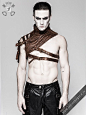 Catharsis - synthetic brown leather right shoulder harness with a pocket. Lined with thin natural cotton fabric
