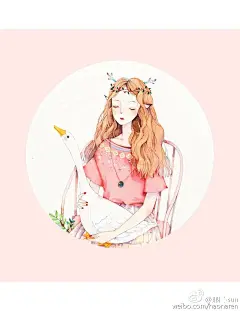 水彩画 手绘 插画 女孩 作者微博by 那仁-sun 少女心
