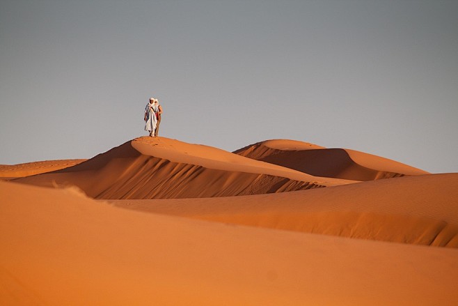 沙漠, 摩洛哥, 沙, 沙丘, 人, 贝...