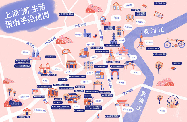 上海手绘地图 on Behance