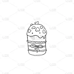 传统,复活节蛋糕,贺卡,食品,简单,春天,绘画插图,卡通,乱画,轮廓