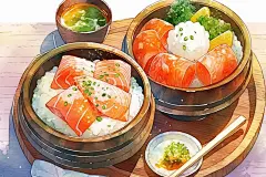 广东特色木桶饭煲仔饭美食插画