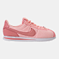 Right view of Girls' Big Kids' Nike Cortez Basic Textile SE Casual Shoes in Storm Pink/Rust Pink/White