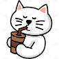 小红书可爱手帐风猫咪喝饮料简笔画贴纸